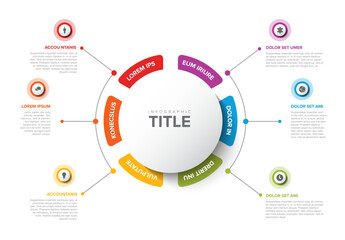 Simple Colorful Circular Infographic Design Template with six element and title in the middle - 769872590