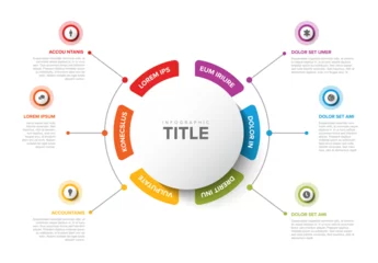 Zelfklevend Fotobehang Simple Colorful Circular Infographic Design Template with six element and title in the middle © Petr Vaclavek