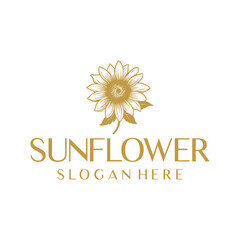 Sunflower, floral logo vector illustration