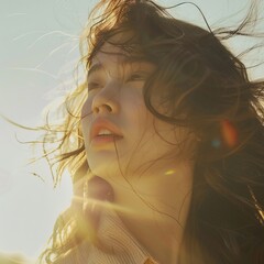 Naklejka premium Woman With Wind-Blown Hair