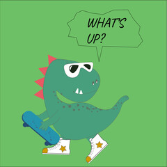 Cool dinosaur with a skateboard and glasses
