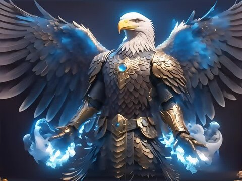Animated of eagle Character Warrior with Armor