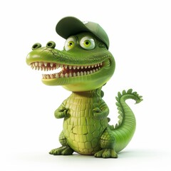 Fototapeta premium Cartoon Alligator Wearing Baseball Cap