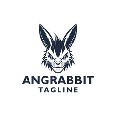 Angry rabbit animal logo vector illustration