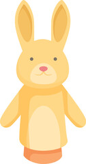 Obraz premium Rabbit puppet doll icon cartoon vector. Cute actor handmade. Tale curtain