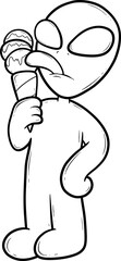 alien eating an ice cream cone