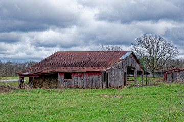 Abandoned rustic red barn