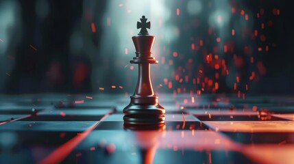 powerful AI chess piece defeating king, concept of artificial intelligence winning, 3D render - obrazy, fototapety, plakaty