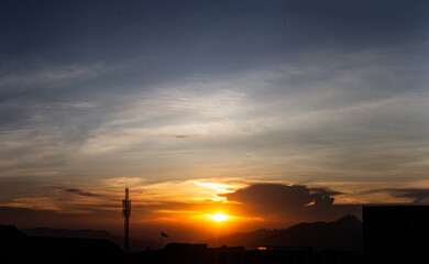 sunset over the city