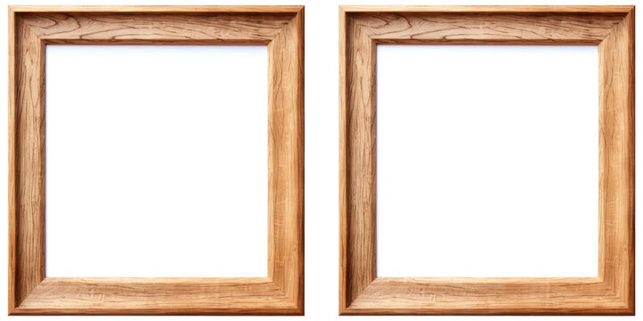 Wooden picture frame isolated on transparent a white background