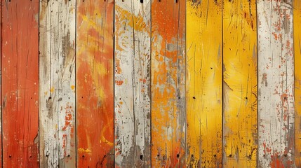 Rustic yellow and orange painted wooden planks background, grungy timber texture for autumn or Thanksgiving themed designs