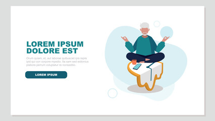 Adobe Illustrator ArtworkVektor-Illustration eines Mannes, dessen Work-Life-Balance entspannt und ausgeglichen ist - Business-Konzept