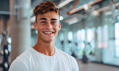 Active Balance: Young Man in Gym Setting