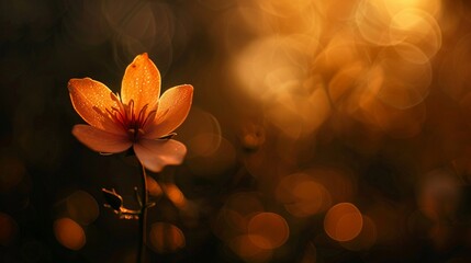 A single flower, its petals translucent and glowing with an inner light, set against a vividly contrasting, luminous backdrop - obrazy, fototapety, plakaty