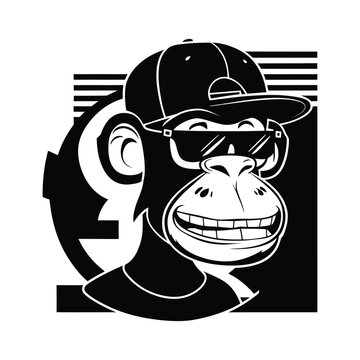 Cute monkey logo  vector illustration logo design