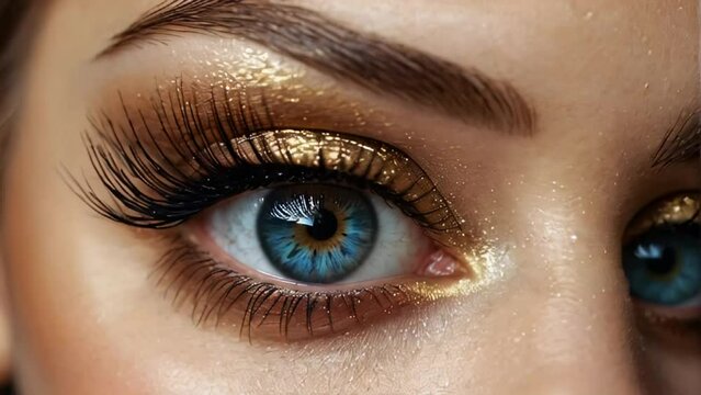 beautiful female eye, makeup close-up
