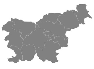 Fototapeta premium Outline of the map of Slovenia with regions