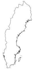 Outline of the map of Sweden with regions