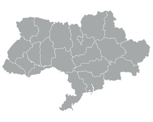 Fototapeta na wymiar Outline of the map of Ukraine with regions