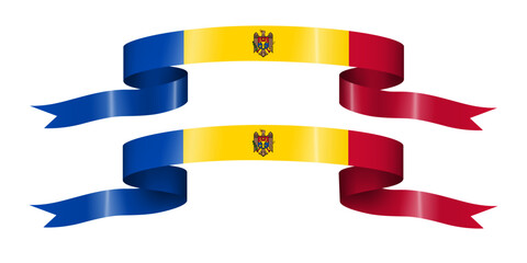 set of flag ribbon with colors of Moldova for independence day celebration decoration