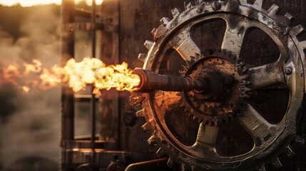 Obraz premium A rugged metal wheel and cog system