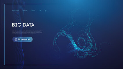 Abstract Data Stream Visualization in Blue with Flowing Lines - 769885998