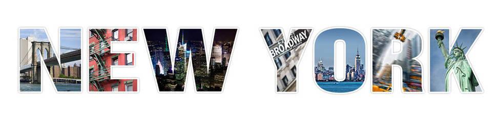 Letters NEW YORK photo collage isolated on transparent background, png file - 769886362