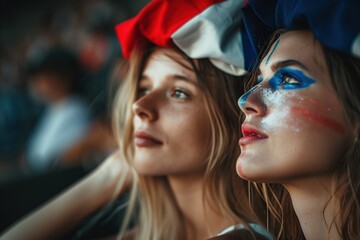 Two Women With Face Paint at Summer Olympics