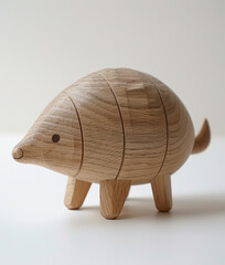 A Korean-style wooden toy armadillo in a charming, handcrafted design. Cute wooden armadillo with a unique appearance. Ideal toy for collector or decoration.