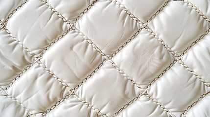 a white quilted leather background adorned with a diamond pattern, providing a sophisticated touch for interior design or fashion projects. SEAMLESS PATTERN