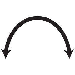 Dual semi circle arrow. Vector illustration. Semicircular curved thin long double ended arrow.