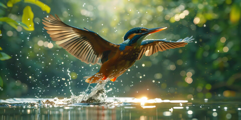 beautiful kingfisher bird - obrazy, fototapety, plakaty