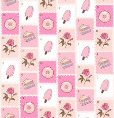 cute objects in pastel color sequins