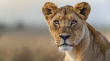 portrait of a lioness in the wild