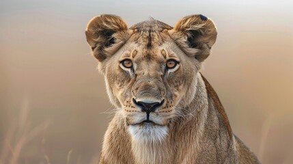 portrait of a lioness in the wild