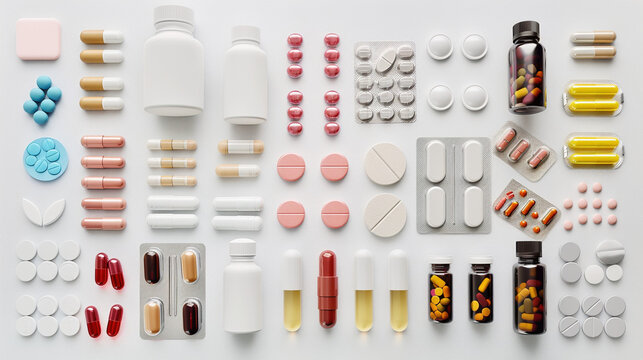 Close-ups of Pills, Capsules, and Medicine Bottles