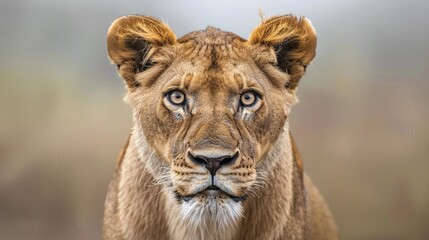 portrait of a lioness in the wild