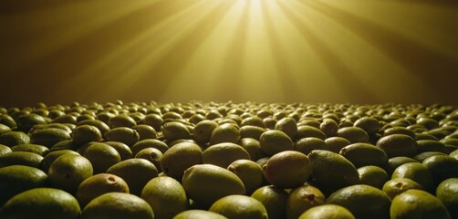 Fototapeta premium A bright light illuminates a room filled with an array of lemons and limes