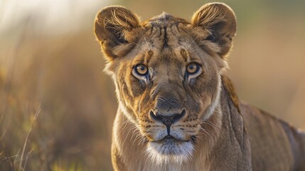 portrait of a lioness in the wild