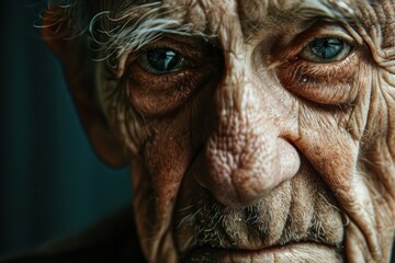old elderly upset unhappy man with a wrinkled face living alone. ai generative