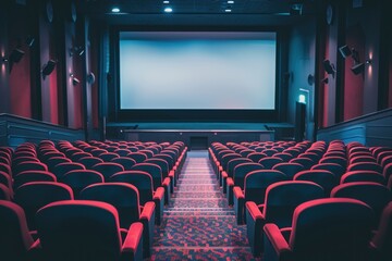 Movie cinema hall interior with rows of seats. ai generative