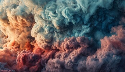   A vibrant cloud of smoke billows from this image, appearing to emit an abundance of smoke - obrazy, fototapety, plakaty