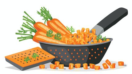 Carrots rubbed on a grater. Vector illustration on - obrazy, fototapety, plakaty