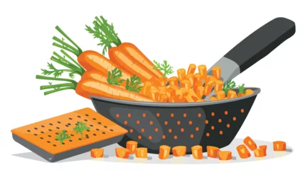 Foto op Plexiglas Carrots rubbed on a grater. Vector illustration on © Mishi