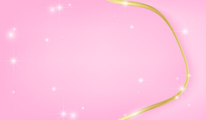 Pink abstract background, golden color, elegant style design. There are glittering stars.
