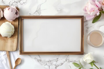 menu ice cream frame blank top view. ai generative