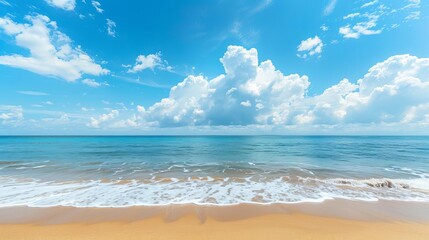 Fototapeta na wymiar Beautiful Sandy Beach and Blue Sky Isolated on White and Transparent Background Photo