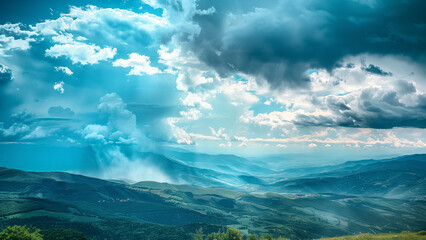 Beautiful Cloudy Landscape from the Mountains