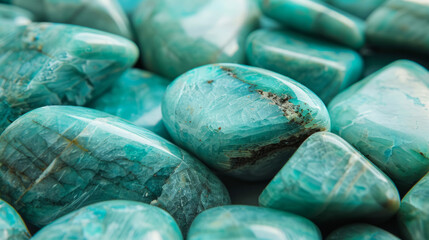 Close-up image of polished turquoise stones showcasing their intricate patterns and colors