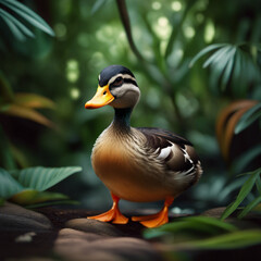 Fototapeta premium background illustration of ducks in the middle of the forest